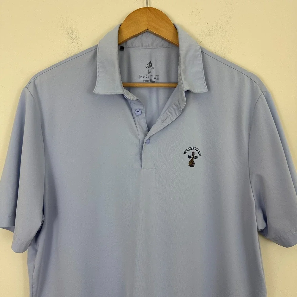 Adidas Primegreen Polo Shirt Light Blue Waterville Bunny Logo Golf Mens M